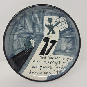 WALLYWARE Tom Edwards 8” Plate Ted Turner Buys Copyright MINT Rare Collector